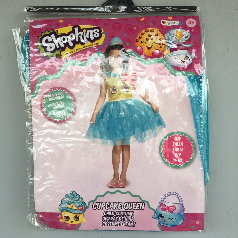 Shopkins CUPCAKE QUEEN Child Costume Dress Blue Tulle Halloween Cosplay Sz S 4-6